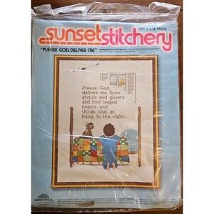 Sunset Stitchery CREWEL Embroidery Kit Please God Deliver Me #2658 Sealed
